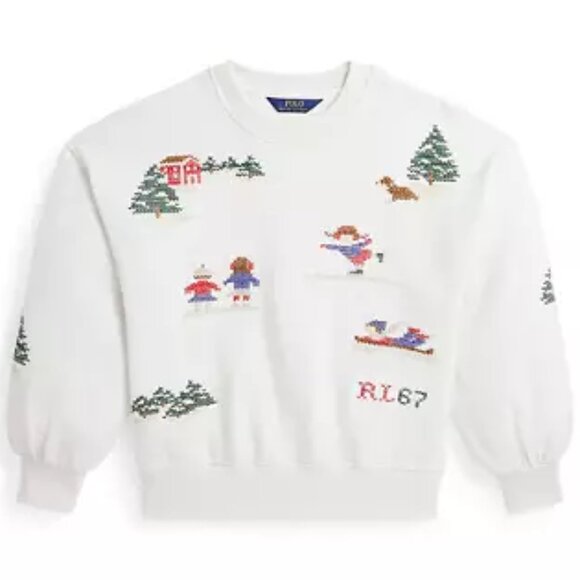 Ralph Lauren Polo Sport's Charming ultrasoft Embroidered Fleece Sweatshirt NWT